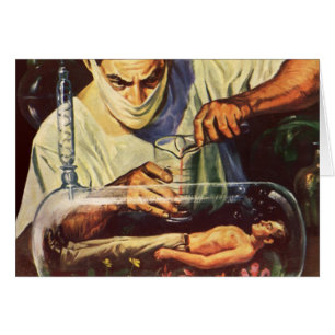 Cartão Vintage Science Fiction, Laboratory Mad Scientist