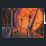 Cartão Vintage Science Fiction, Orange Sun e Aliens<br><div class="desc">Ilustração vintage: planetas futuristas de ficção científica e imagem espacial. Um clássico design de quadrinhos retrô de ficção científica apresentando astronautas alienígenas em um planeta com torres comunicações ou elétricas e um enorme sol laranja brilhando.</div>