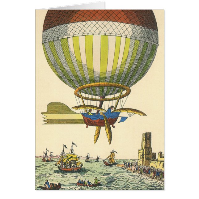 Cartão Vintage Science Fiction Steampunk Hot Air Balon (Frente)