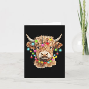 Cartão Vintage Scottish Highland Cow Animal Christmas Xma