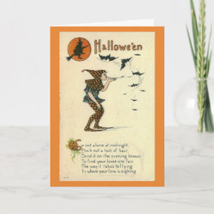 Cartão Vintage - Searching for Love on Halloween,