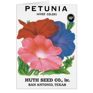 Cartão Vintage Seed Packet Label Art, Petunia Flowers