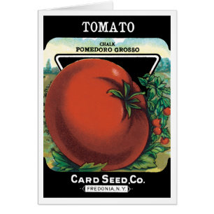 Cartão Vintage Seed Packet Label Art, Tomato Pomodoro