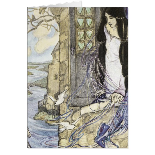 Cartão Vintage - senhora de Shalott, (Frente)