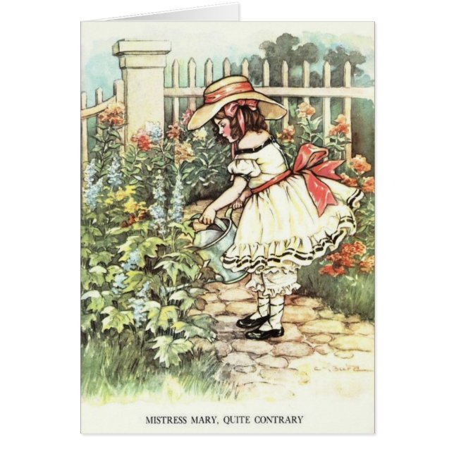 Cartão Vintage - senhora Mary, bastante contrária, (Frente)