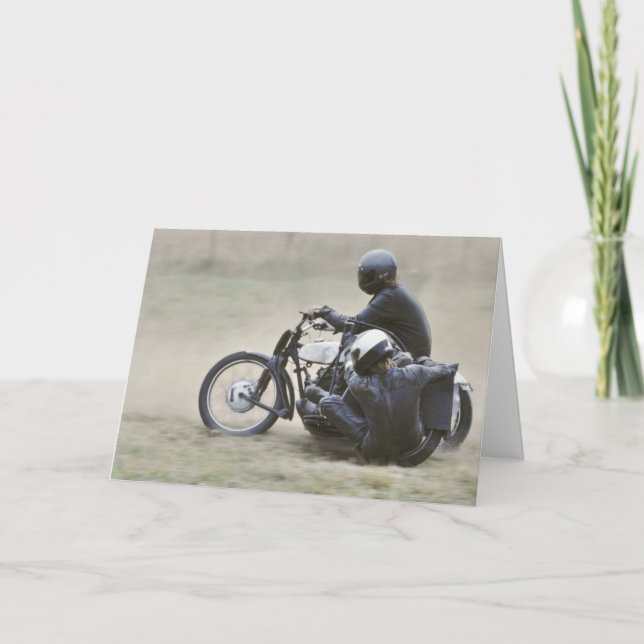 Cartão Vintage, senhoras do sidecar, tremendo aniversário (Frente)