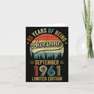 Cartão Vintage setembro de 1961 65 Anos 65º Aniversário