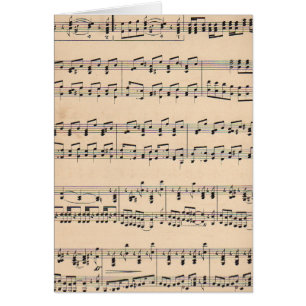 Cartão Vintage Sheet Music Score Black and White Notes