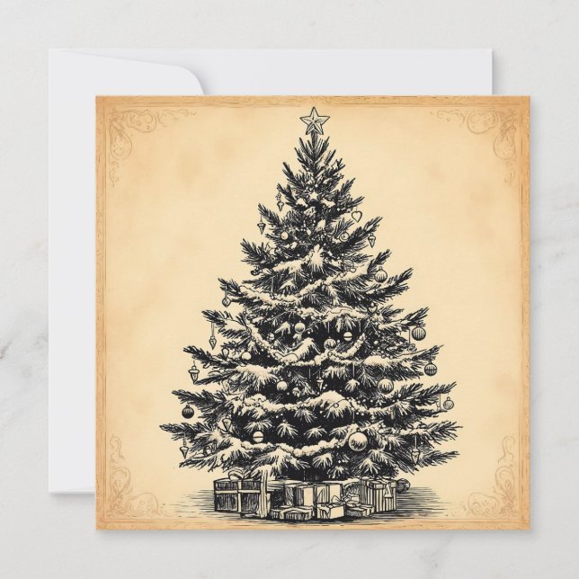 Cartão Vintage Simple Christmas Tree-Elegant Trendage (Frente)