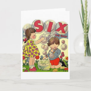 Cartão Vintage Six Year Old Birthday Card