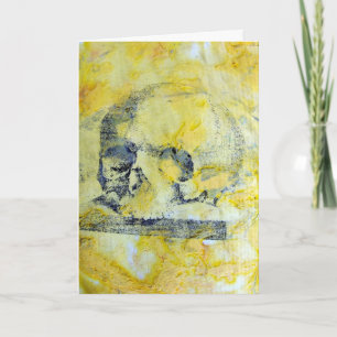 Cartão Vintage Skull Mixed Media, Halloween