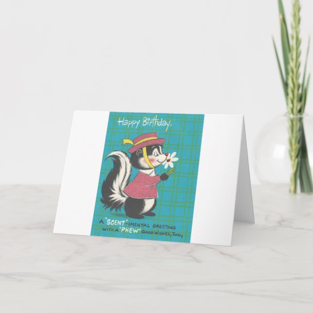 Cartão Vintage Skunk Happy Birthday (Frente)