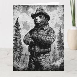 Cartão Vintage Smokey the Bear Black and White