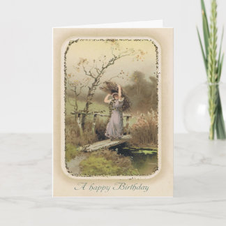 Cartão Vintage Snarky Birthday Card com Garota Trabalhand