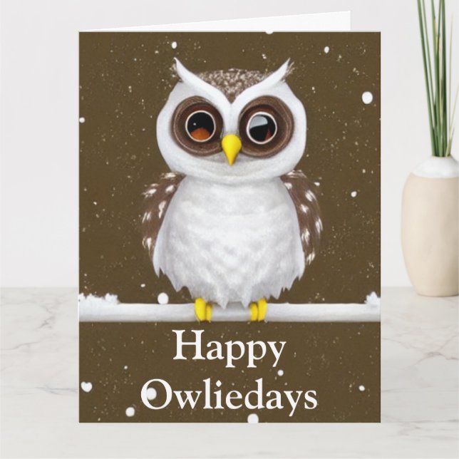 Cartão Vintage Snow Owl Holiday Foled Card (Frente)