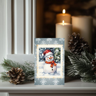 Cartão Vintage Snowman Carimbo de Natal