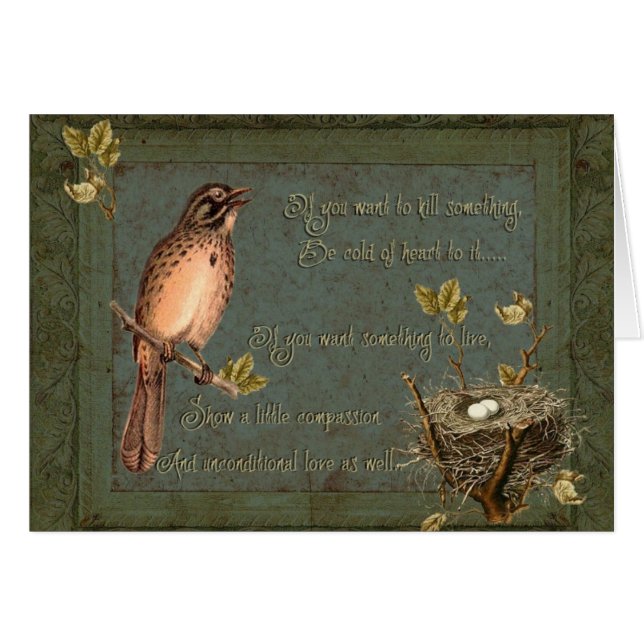 Cartão Vintage Sparrow (Frente Horizontal)