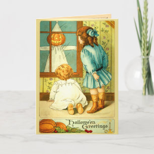 Cartão Vintage Spooky Kids Halloween Card