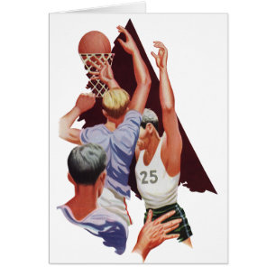 Cartão Vintage Sports, Basketball Players in a Game