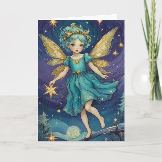 Cartão Vintage Starry Night Fairy Personalizada (Frente)