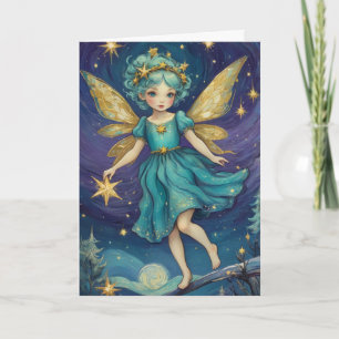 Cartão Vintage Starry Night Fairy Personalizada