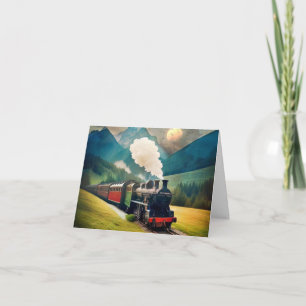 Cartão Vintage Steam Train Birthday