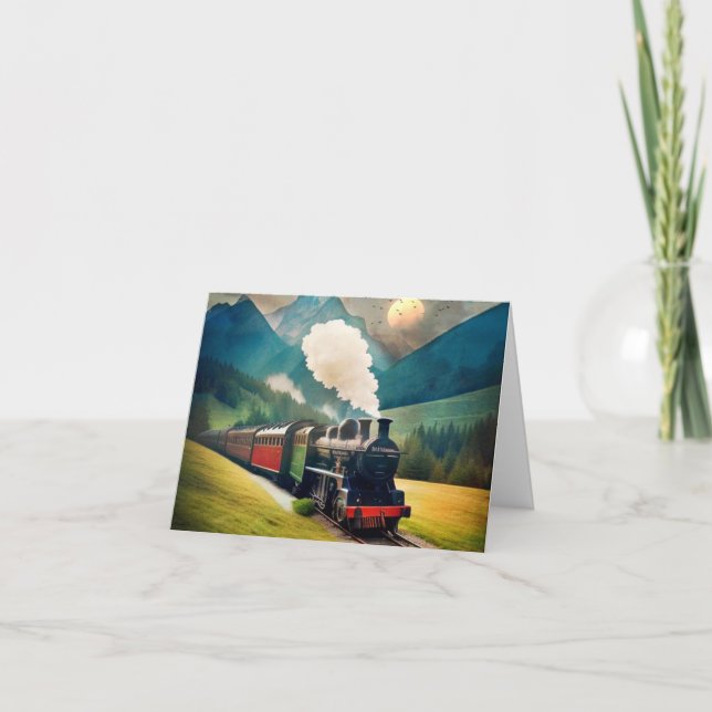 Cartão Vintage Steam Train Birthday (Frente)