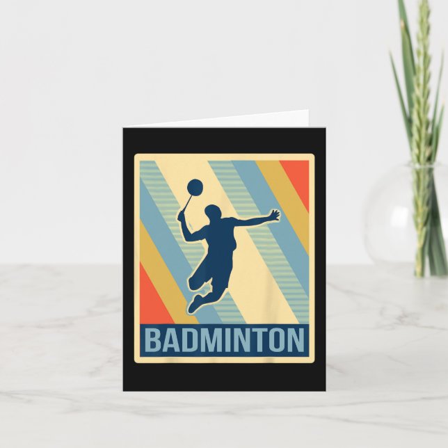Cartão Vintage Style Badminton T Shirt (Frente)