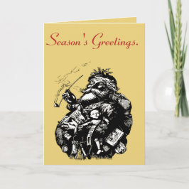 Cartão Vintage Style Black Ink Illustration Of Santa