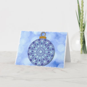 Cartão Vintage Style Blue Enfeites de natal Card