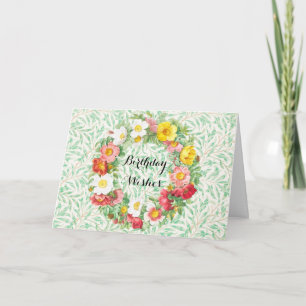 Cartão Vintage Style Flower Wreath Birday Card