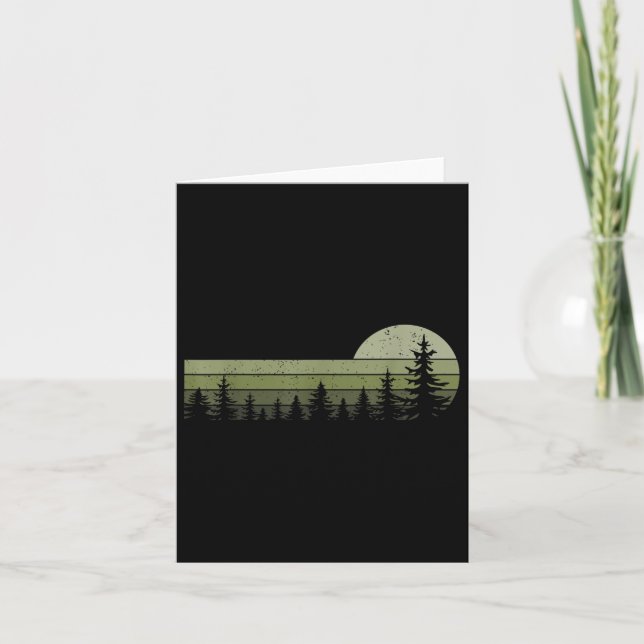 Cartão Vintage Sunset Mountain Forest Trees Hiki (Frente)