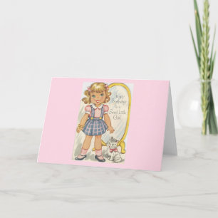 Cartão Vintage Sweet Girl Birthday Card