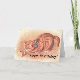 Cartão Vintage Tabby Gatinho Birthday