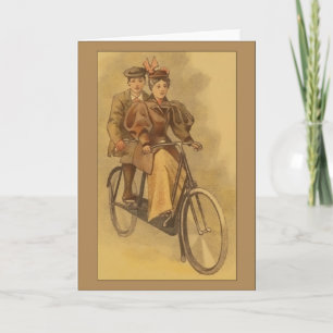 Cartão Vintage Tandem Bike Greetings