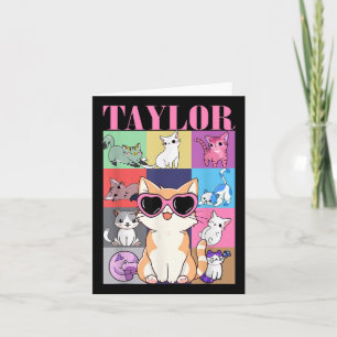 Cartão Vintage Taylor Primeiro Nome Personalizado Cat Bir