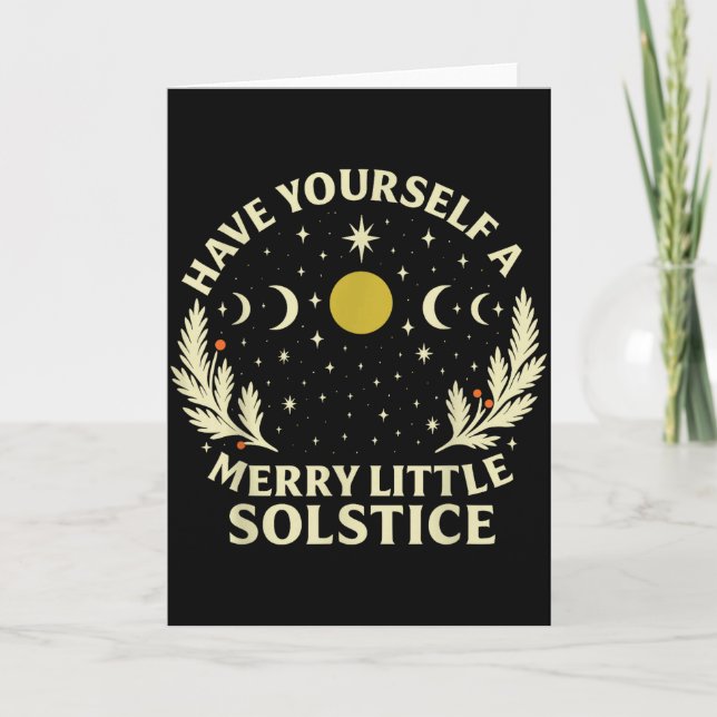 Cartão Vintage Tenha Um Merry Little-solstice Wint (Frente)