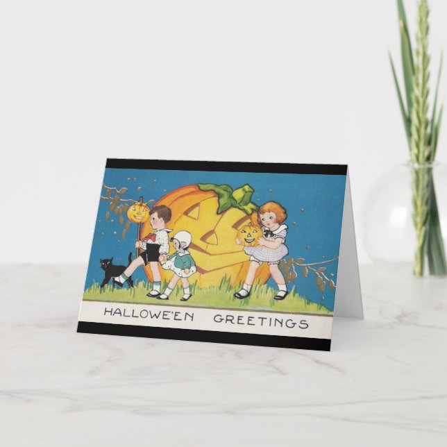 Cartão vintage-thelittle-child-black-cat-large-bompkin (Frente)