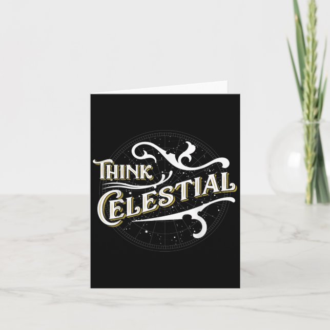 Cartão Vintage Think Celestial Inspirational Design Para  (Frente)