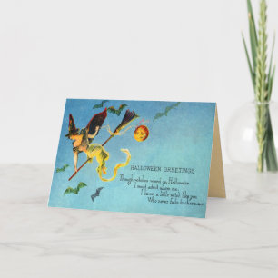 Cartão Vintage Tipsy Flying Witch Card