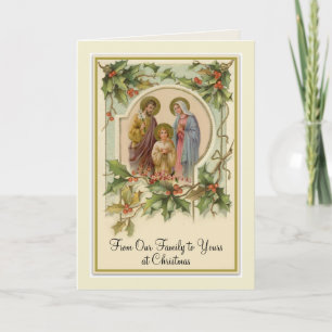 Cartão Vintage Traditional Catholic Christmas Holy Family