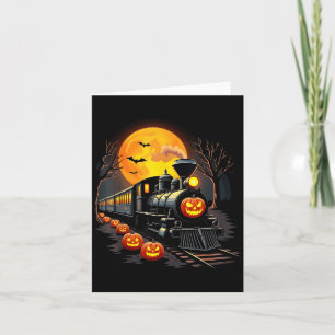 Cartão Vintage Train Halloween Costume Pumpkin Ghost Men