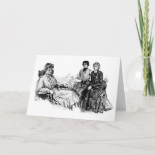 Cartão Vintage - Três Mulheres Amigas,