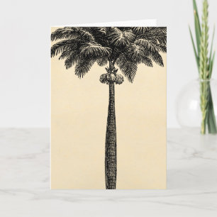 Cartão Vintage Tropical Island Palm Tree Template Blank