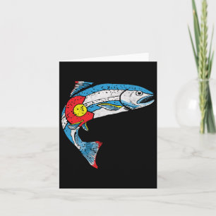 Cartão Vintage Trout Pesca Retro Colorado Flag anos 80 Gr
