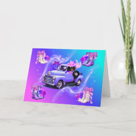 Cartão Vintage Truck Cowgirl Boots & Weenie Dog Card