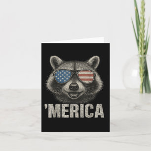 Cartão Vintage U Flag Merica Racoon 4 De Julho Funny Pa