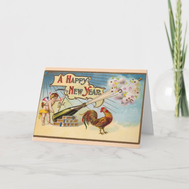 Cartão Vintage - Um Feliz ano novo, (Frente)