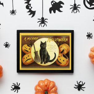 Cartão Vintage Uma Feliz De Gato Negro De Halloween