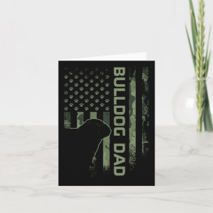 Cartão Vintage Usa Camo Flag Proud English Buldog Pai Si